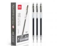 Ручка гелевая Deli A623-BK черная 0,5 мм прозрачная автоматическая