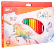 Фломастеры Color Run 24 цвета 2 мм круглые EC10020 Deli