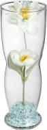 Ваза стеклянная с цветком и голубым песком Tiffany 28х10 см 28 см прозрачная