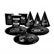 Набір посуду Приколи на 6 персон чорний ДН 15 см/18 см/250 мл UA Твоя Забава 18 шт.