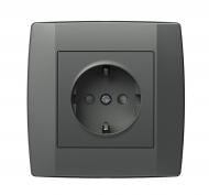 Розетка с заземлением TEM Logiq антрацит VQ10ATXO-U
