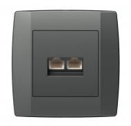 Розетка компьютерная двойная TEM Logiq PC RJ45 Cat 5e антрацит KQ39ATXO-U