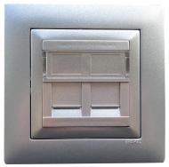 Розетка компьютерная двойная без заземления Efapel Logus металлик алюминиевый 21975 TAL