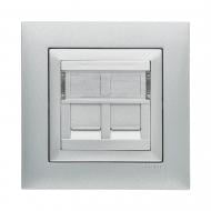 Розетка компьютерная двойная Efapel Logus металлик алюминиевый 21975 TAL
