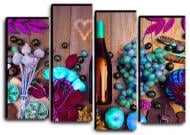 Картина модульная Цветастый натюрморт 112x82 см C-4-COLORY WINE-32x44-PINK