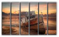 Картина модульная Затонувший корабль 171x112 см Hotel Arizona HD C-6-DROWN BOAT-44x67-ORANGE