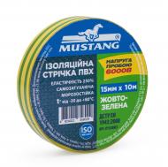 Изолента Mustang желто-зелена 15 мм х 10 м ПВХ IT1510ЖЗ