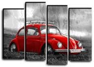 Картина модульная красный VW Beetle 112x82 см Hotel Arizona HD C-4-VINTAGE CAR-32x44-RED