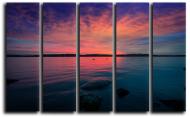 Картина модульна Захід на озері 140x89 см Hotel Arizona HD C-5-SKY-35x55-PURPLE