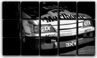 Картина модульна гоночне авто в гаражі 127x77 см Hotel Arizona HD C-15-CAR-30x50-BLACK AND WHITE