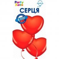 Набор воздушных шариков Party Хата Сердца 25 см красный 3 шт.
