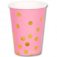 Стаканчики бумажные Горошек золото 250 мл Party Хата 6 шт.
