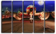 Картина модульная Взлетная полоса 140x89 см C-5-MOON PLANE-35x55-BLUE