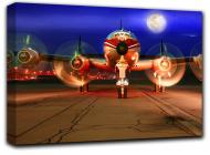 Картина Взлетная полоса 77x44 см C-1-MOON PLANE-17x30-BLUE