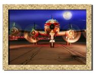 Картина Взлетная полоса под луной 41x31 см Hotel Arizona HD P-1 GOLDEN FR-MOON PLANE-12x16-B