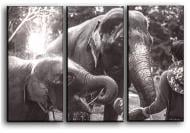 Картина модульная Слоны и погонщик 84x56 см Hotel Arizona HD C-3-V ELEPHANTS-22x33-CEPIA