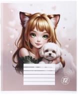 Тетрадь школьная Cat girl_25 12 листов в клеточку Nota Bene