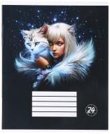 Зошит шкільний Cat girl_25 24 аркуші в клітинку Nota Bene