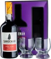 Набор Sandeman вино Ruby Porto Sogrape Vinhos + 2 бокала 0,75 л