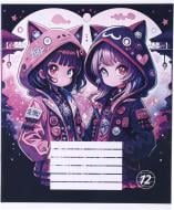 Зошит шкільний Cat girl_25 12 аркушів скоба, лінія Nota Bene