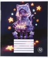 Тетрадь школьная Cat girl_25 12 листов скоба,косая линия Nota Bene