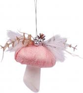 Игрушка на елку Гриб 12х8х8 см YE336 белый с розовым