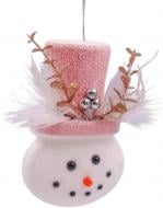 Игрушка на елку Снеговик 15х8х7 см YE313 белый с розовым