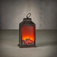 Сувенир новогодний Edelman "фонарь-камин", ржавого цвета, LED, батарейки, таймер, полипропилен, 15×12×27 см 1174906