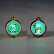 Шар Edelman Санта/Олень, красный, мультиколор, 2 ассорти, LED, IP20, ПВХ/ПЭ, с таймером, на батарейках 8×6,5 см 1175083