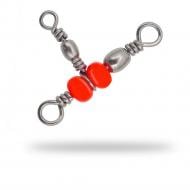 Вертлюг Т-образный Barrel Swivel Triple Red Beads №10-12 (5 шт.)