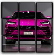 Картина модульная Lamborghini Urus 77x77 см Hotel Arizona HD C-9-LAMBORGHINI-30x30-PINK