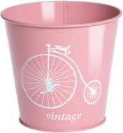 Кашпо декоративное Белый велосипед на розовом (глянец) 1 л METID