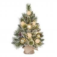 Штучна ялинка "Kaprun" з мішковиною, зелена з інеєм, золота 60×39 см зелений