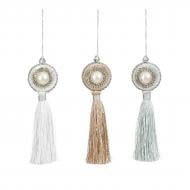 Декорация рождественская Edelman «Кисть», шампань/серебро/синяя, 3 ассорти, полиэстер, 15×4 см 1177764