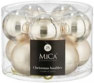 Декорация новогодняя Edelman Стеклянные шары, кремовые, 10 шт, стекло, диам. 6 см