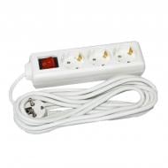 Подовжувач з вимикачем UEC із заземленням 3 гн. білий 5 м WYP10-16-03-05-GS-N-U