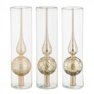 Декорация новогодняя Edelman Верхушка на ёлку, кремовая, 3 ассорти, дисплей, стекло, 31×8 см