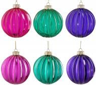 Декорация новогодняя Edelman Стеклянный шар, зелёно-фиолетовый-фуксия, 6 ассорти, стекло, диам. 10 см