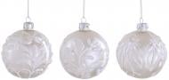 Декорация новогодняя Edelman Стеклянный шар «Цветок», белый, 3 ассорти, стекло, диам. 8 см