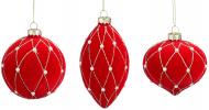 Декорация новогодняя Edelman Украшение «Шар-луковица», красный, 3 ассорти, стекло, диам. 8 см