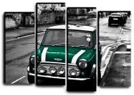 Картина модульная Ретро Mini Cooper 112x82 см Hotel Arizona HD 4-1832743806-RETR-32x44-GREEN
