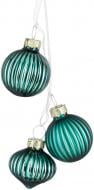 Декорация новогодняя Edelman Стеклянные шары цвета «петроль», 3 шт в наборе, стекло, диам. 3,5 см