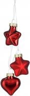 Декорация новогодняя Edelman Стеклянные украшения «Звезда, сердце», красные, 3 шт, стекло, 2×4 см