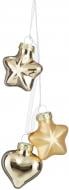 Декорация новогодняя Edelman Стеклянные украшения «Звезда, сердце», шампань, 3 шт, стекло, 2×4 см