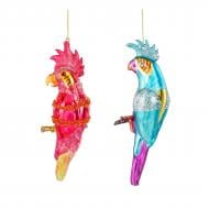 Декорация новогодняя Edelman Украшение «Попугай», розовый/голубой, 2 ассорти, стекло, 17×7 см