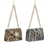 Декорация новогодняя Edelman Украшение «Сумочка», золотая, 2 ассорти, стекло, 8,5×4×6,5 см