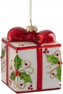 Декорация новогодняя Edelman Украшение «Подарок», белый, стекло, 8×8×9,5 см