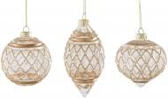 Декорация новогодняя Edelman Украшение «Шар-луковица», золотой, 3 ассорти, стекло, диам. 8 см