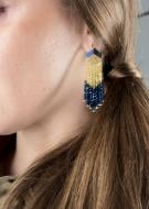 Сережки-пусети Svitla бахрома сині з ланцюжками та шпінеллю