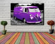 Картина Ретроавтобус Volkswagen Bus 127x84 см Hotel Arizona HD 1-21354943806-VOLK-33x50-PURPL